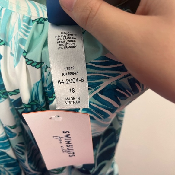 New swimsuits for all blue feather printed Tankini top size 18 - Picture 3 of 5